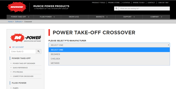 A screenshot of the power take-off crossover page.